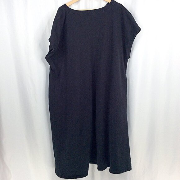 Lands End Caftan Dress Women's Plus Size 2X Black V-Neck Hi Low Dolman Sleeve - Picture 2 of 8